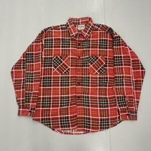 Vintage 80s FiveBrother Red Plaid Cotton Flannel